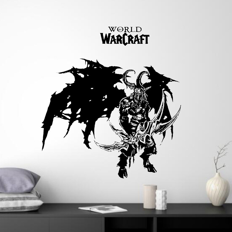 WOW魔兽世界伊利丹·怒风暗夜精灵族居家背景墙镂空雕刻装饰墙贴,家居饰品,软装墙贴,淘宝优惠券,粉丝福利购,淘宝优惠卷