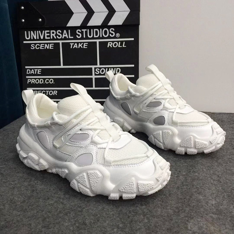 老爹鞋女ins超火运动鞋女秋韩版厚底网红雷瑟真皮百搭小白鞋女潮|msdalam kategori Kasut wanita, kasut rendah - dari Buy2taobao.com untuk memberikan perkhidmatan ejen Taobao profesional membeli