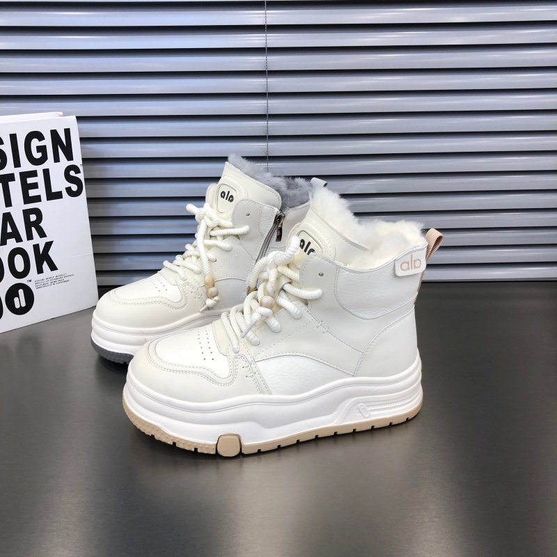 韩版厚底高帮鞋女春冬新款加绒加厚侧拉链舒适百搭休闲板鞋小白鞋