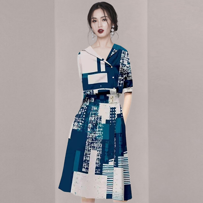 复古名媛2023新款欧美时尚休闲套装女夏季短袖上衣半身裙子两件套