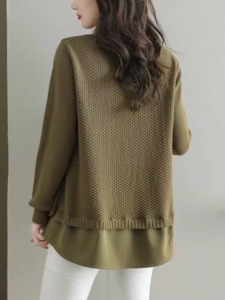 假两件针织衬衫女秋装