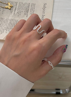 夸张冷淡风925纯银几何戒指2021流行素银色食指戒女轻奢百搭