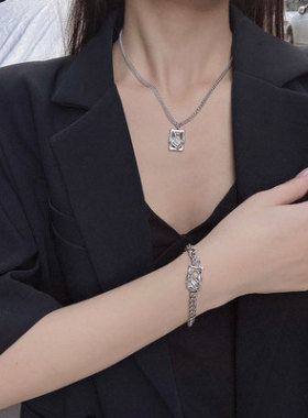 韩版东大门S925纯银水晶小众高级设计简约ins女项链戒指耳环手链