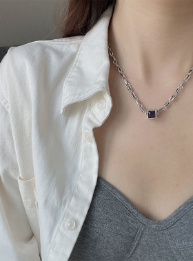 双色立方体项链轻奢小众