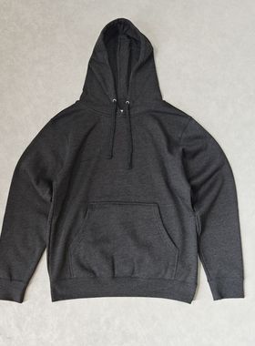 深灰色美式复古卫衣男女款春秋季上衣灰色基础拉链帽衫