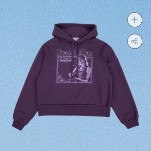 卫衣 短款 霉霉泰勒斯威夫特Speak Now紫色系列磨破加绒连帽高腰款