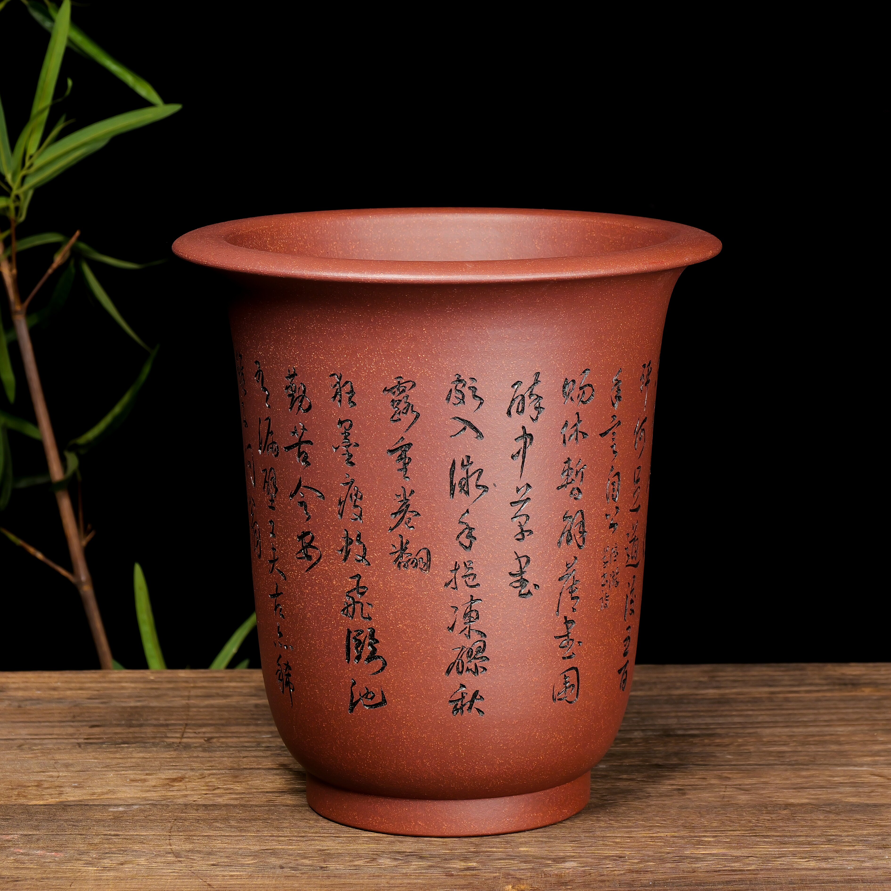 满意紫砂全手工制作精品紫泥大高金钟诗词刻绘高29口28卖掉可定制