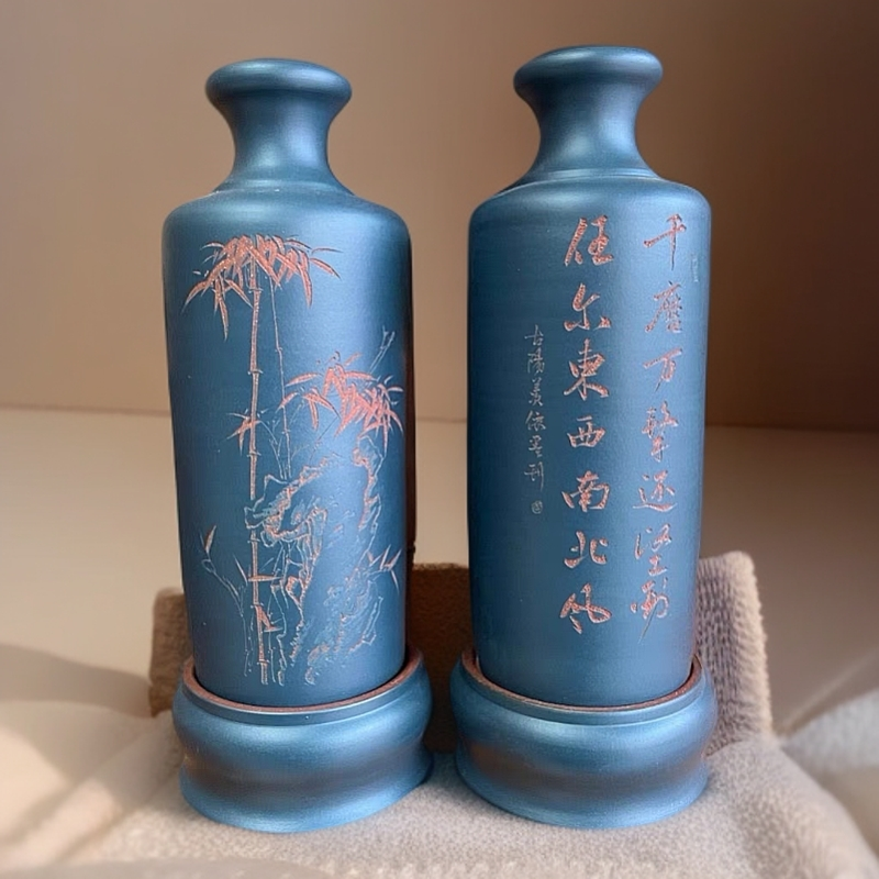 宜兴创意杂件全手工大号紫砂花瓶刻字家用办公室可插花36*15*7,家居饰品,花瓶,淘宝优惠券,粉丝福利购,淘宝优惠卷