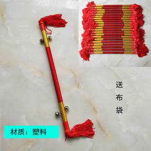 幼儿塑料花棍钱杆连响儿童霸王鞭莲湘棒课间操道具九子鞭响棒金钱