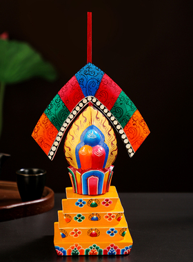 实木手工彩绘复古佛堂供奉摆件