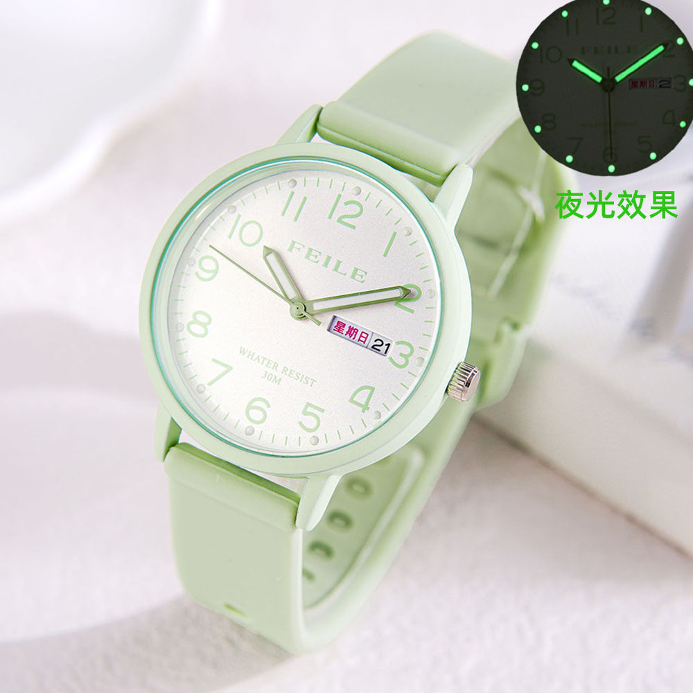 星期日历手表女学生男生高颜值显白潮流小众儿童手表初中高中表