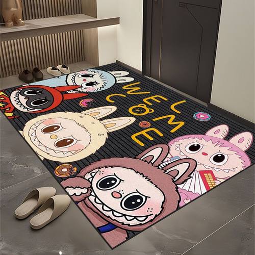 卡通可爱拉布布家族入户进门玄关优质水晶绒耐磨可剪裁脚地垫