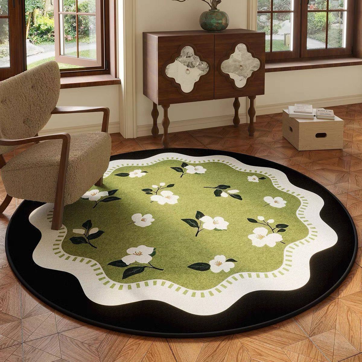 水晶绒清新高级家用沙发客厅椅垫圆形地毯书房转椅卧室复古地垫,居家布艺,地毯,淘宝优惠券,粉丝福利购,淘宝优惠卷
