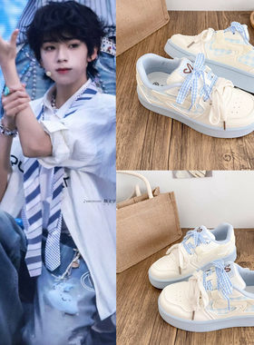 TF家族4代王橹杰同款小白鞋厚底学生低帮百搭透气板鞋潮鞋运动鞋
