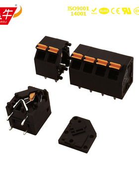 KFM736L 5.0mm黑色单层免螺丝PLC模组弹簧式PCB接线端子 KF736