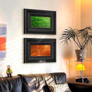 天然贝壳中古风客厅装饰画绿色高级感立体浮雕入户正对门玄关挂画