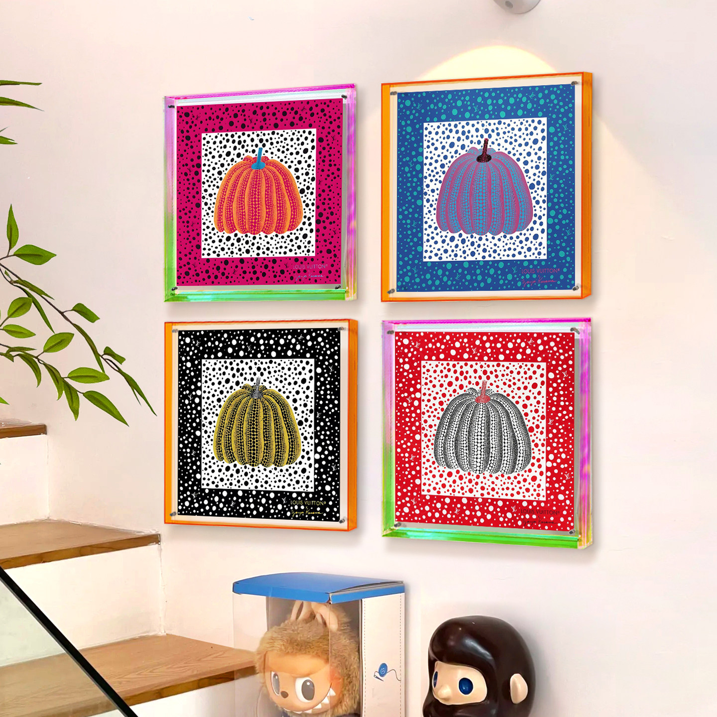 草间弥生南瓜丝巾装饰轻奢高级感亚克力背景墙楼梯过道多巴胺挂画,家居饰品,现代装饰画,淘宝优惠券,粉丝福利购,淘宝优惠卷