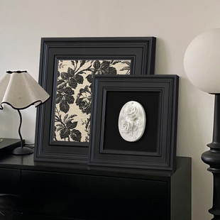 法式中古奶油风客厅装饰画3d立体浮雕石膏玄关背景墙挂画卧室壁画