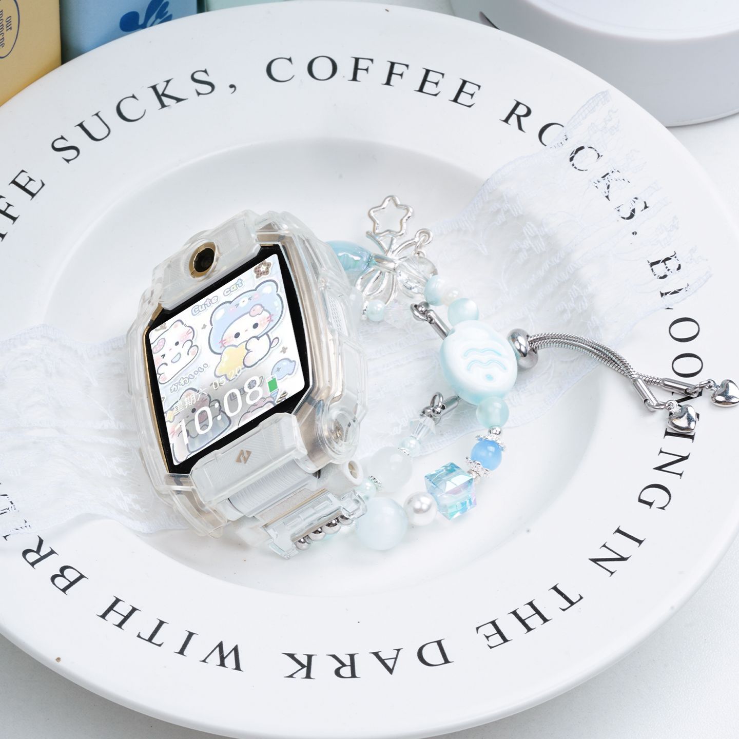 小蓝鱼diy手工链z6表带适用小天才z11电话手表Z10/Z9保护壳腕带z8