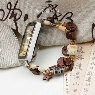 原创新中式 9pro表带7华为手环6七八九十腕带 招财猫适用小米手环8