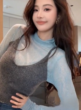 捡漏特价剪镖外贸折扣甜美镂空内搭半高领网纱打底衫叠穿休闲上衣