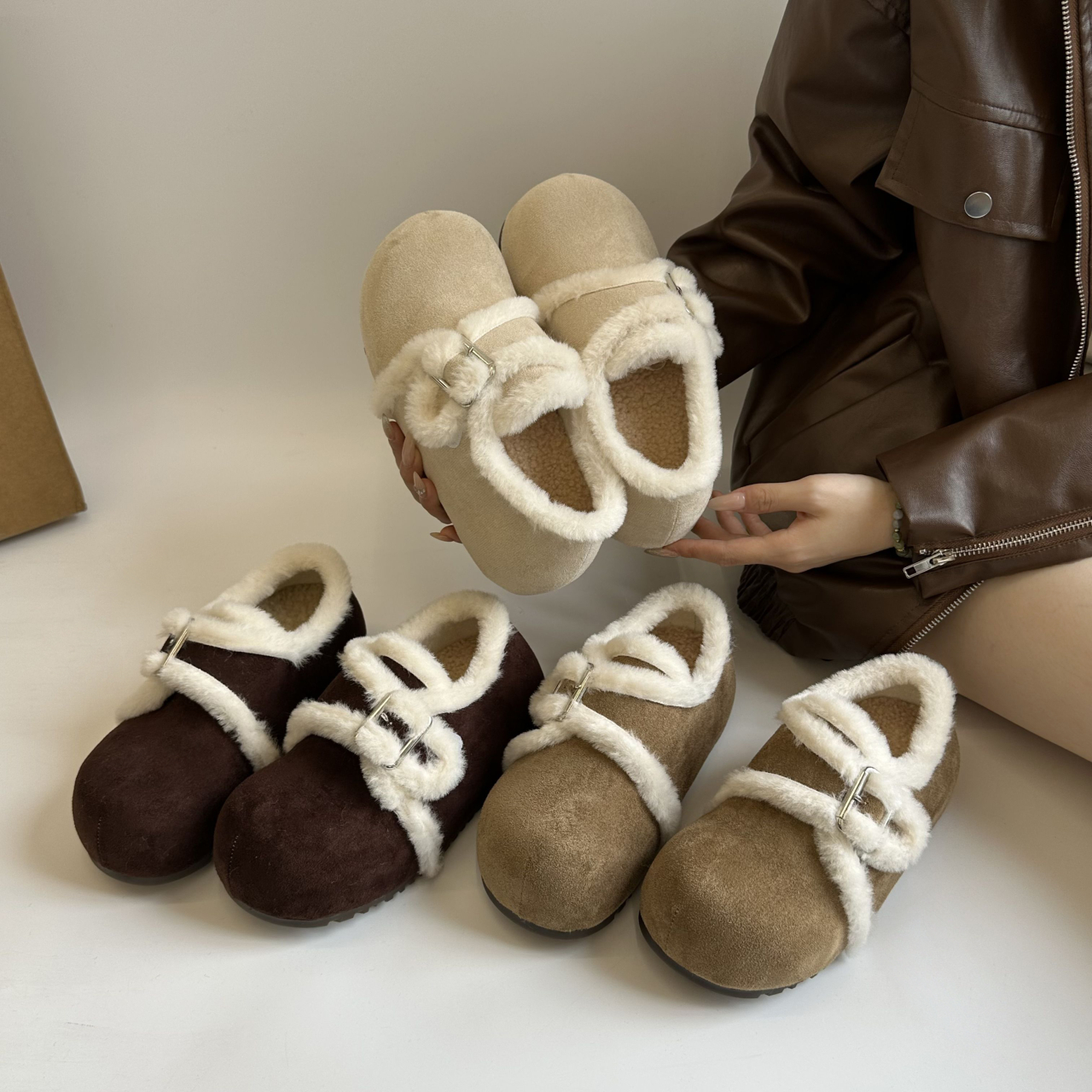 全包毛毛勃肯鞋女2025新款