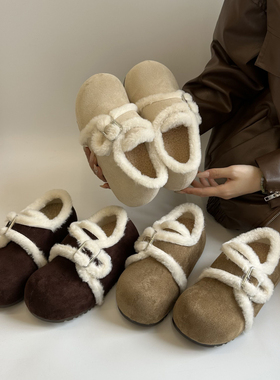 全包毛毛勃肯鞋女2025新款秋冬内增高厚底乐福棉鞋外穿加绒雪地靴