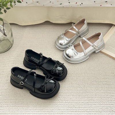 法式黑色英伦风小皮鞋女2025夏季新款配裙子厚底粗跟jk玛丽珍单鞋