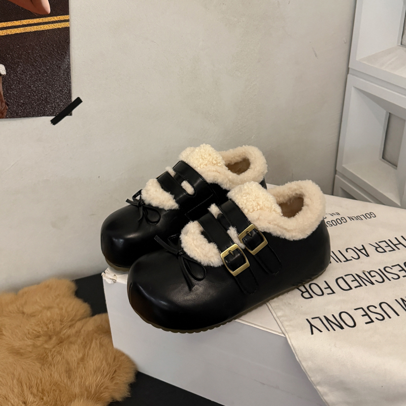 复古厚底内增高雪地棉鞋女