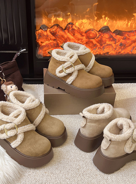 厚底勃肯鞋女2025秋冬新款百搭外穿时尚保暖加绒复古增高毛毛鞋子