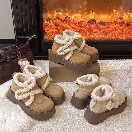 厚底勃肯鞋女2025秋冬新款百搭外穿时尚保暖加绒复古增高毛毛鞋子