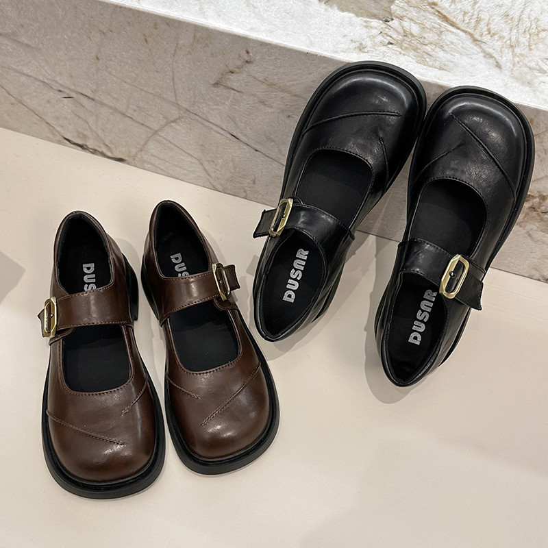 复古英伦厚底圆头玛丽珍单鞋