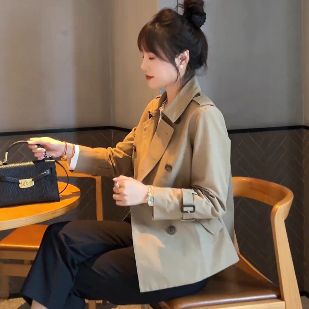 日系风衣外套女短款2025春秋新款时尚休闲韩版大衣小个子显瘦上衣