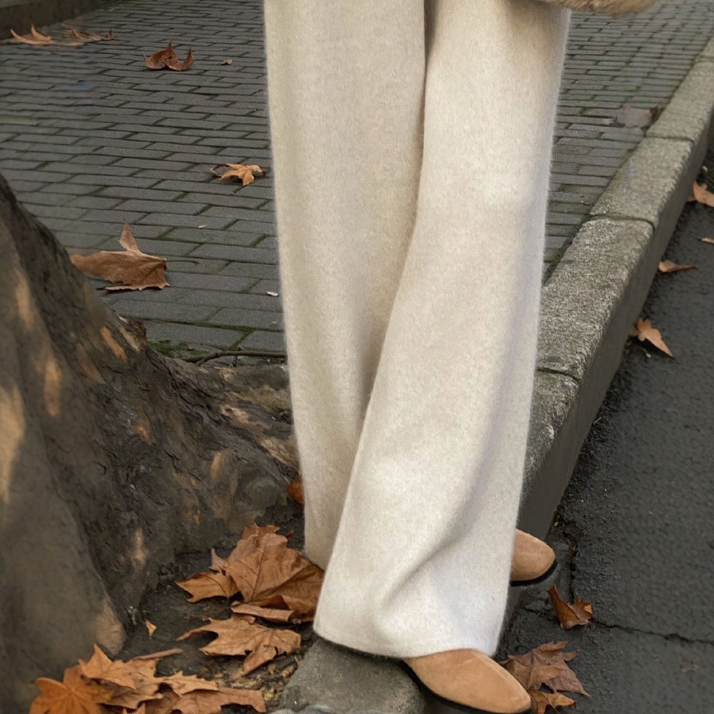 日系针织阔腿裤女秋冬高级感长裤
