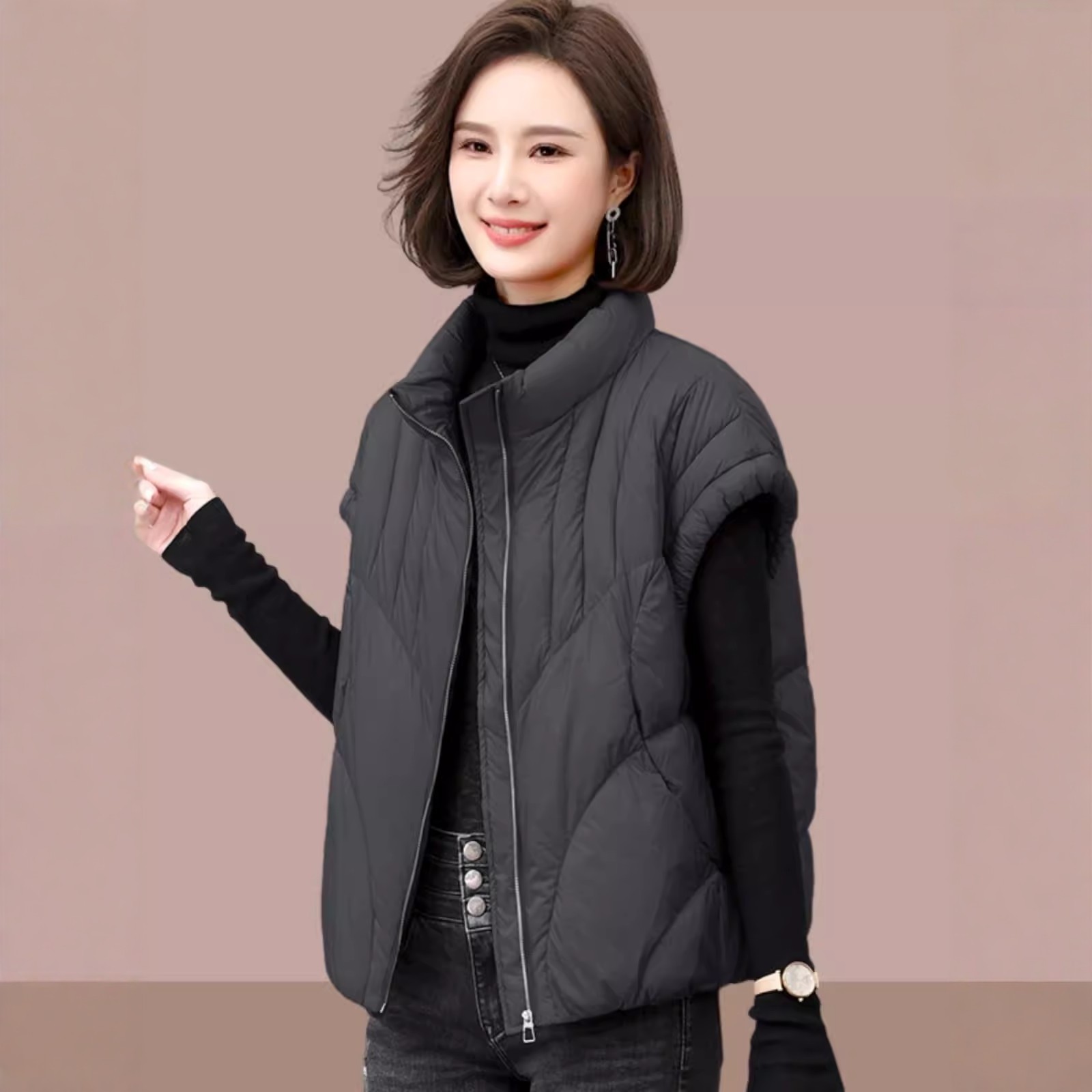 日系羽绒棉马甲女2025新款秋冬季