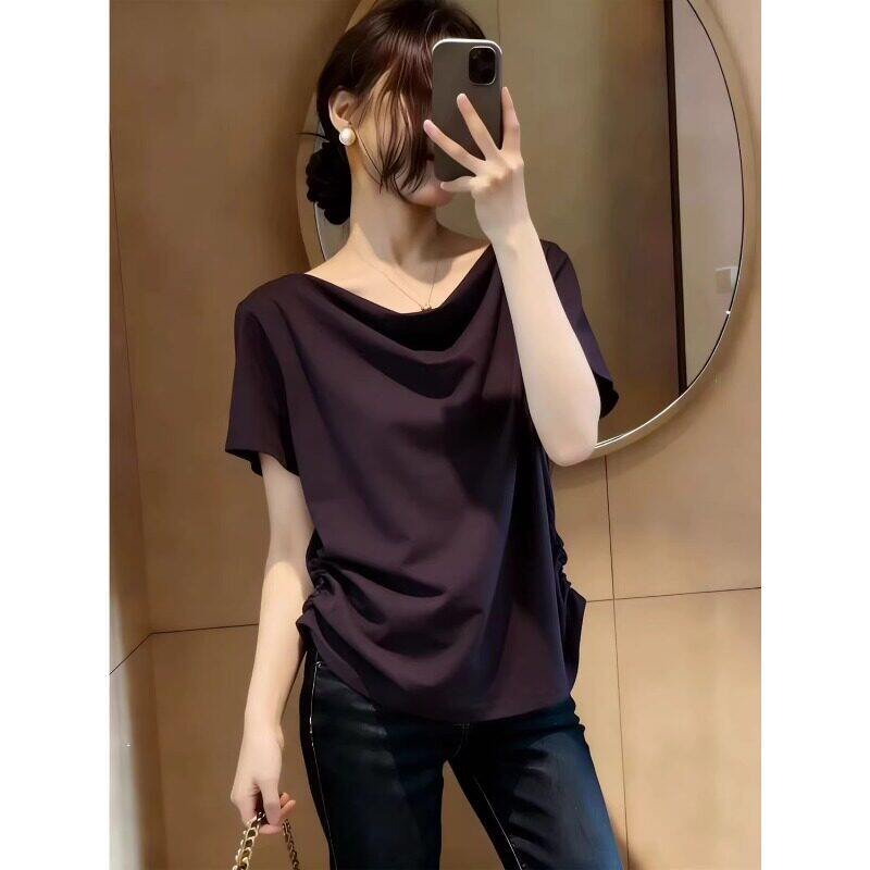 韩系短袖大码收腰显瘦T恤女