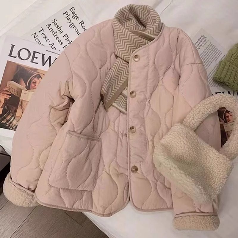 韩版加厚圆领夹棉厚外套棉服棉袄