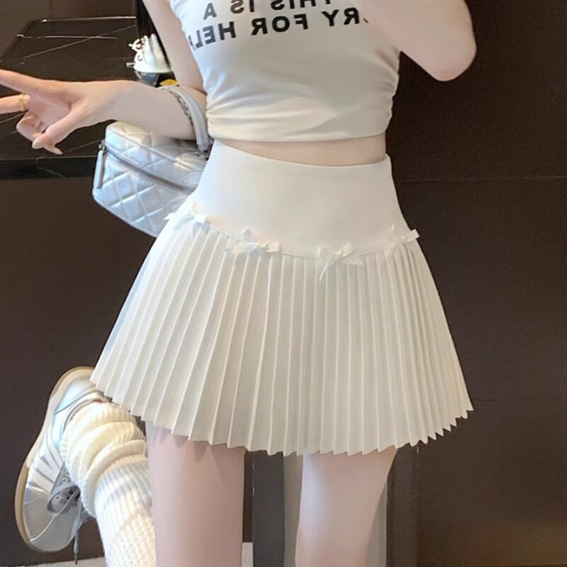 新款风琴百褶裙甜美高腰a字短裙