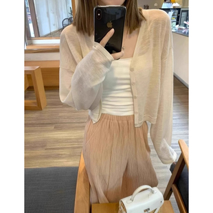 日系夏季亚麻防晒开衫女薄款披肩配裙子外搭罩衫冰丝小坎肩空调衫