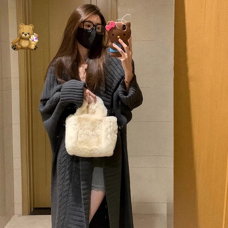 大翻领毛衣外套女高级感慵懒风