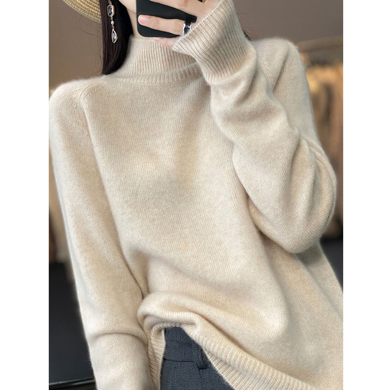 高级感软糯纯色半高领毛衣女