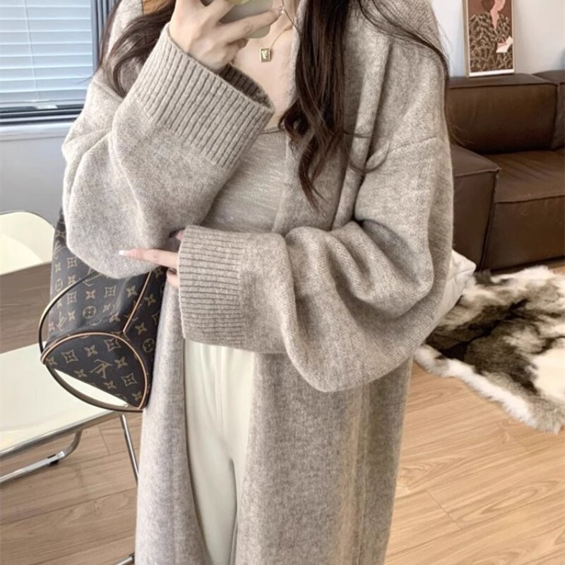 中长款针织开衫慵懒风轻奢大衣