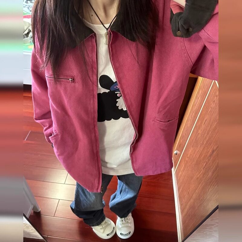 美式工装薄款设计感小众翻领夹克