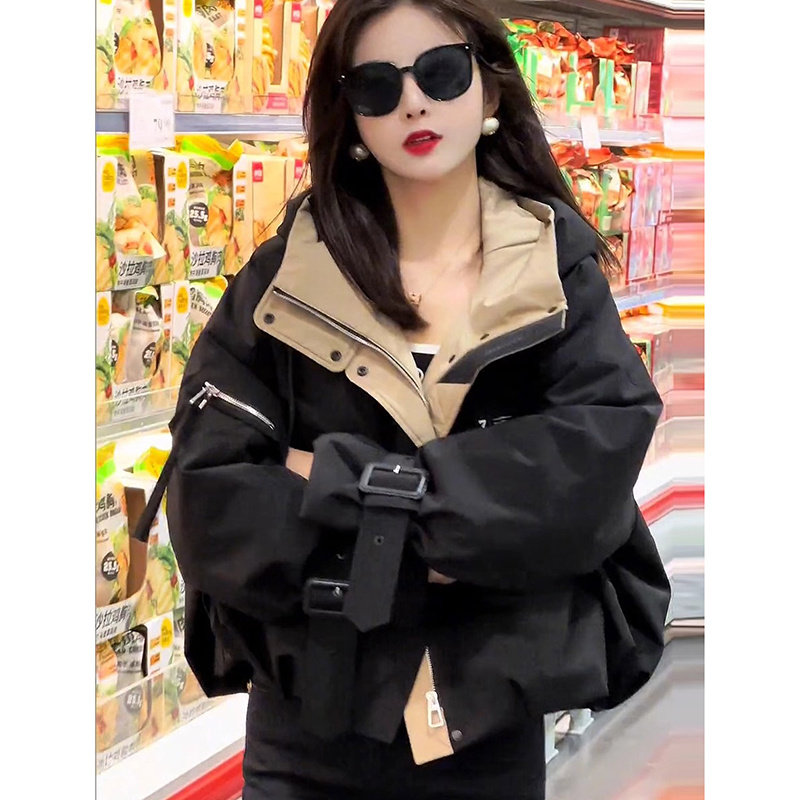 连帽羽绒服女短款宽松