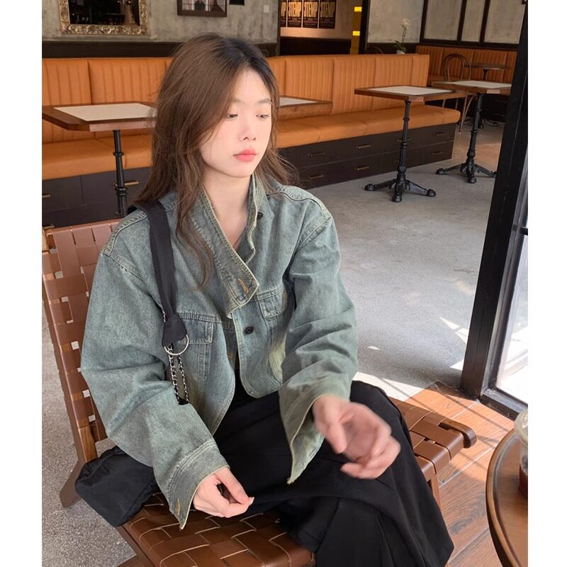 美式复古短款牛仔外套女百搭
