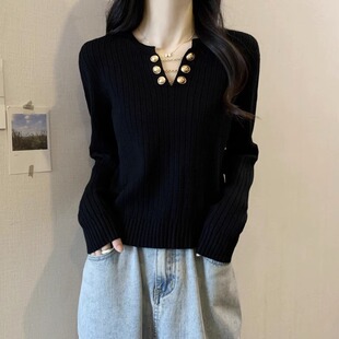 日系大码女装春秋胖mm韩版设计感时尚针织衫百搭显瘦打底长袖上衣