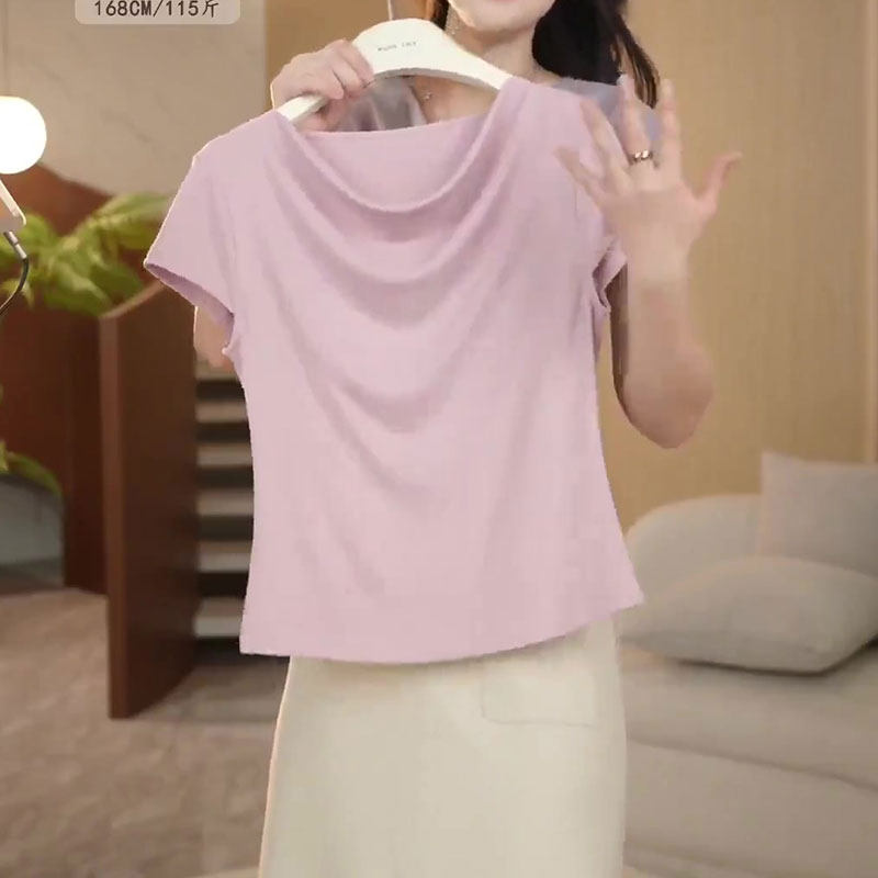 夏季韩系法式修身显瘦短袖T恤女