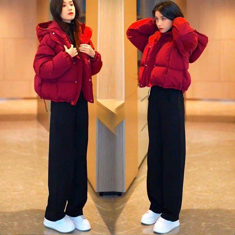 日系羽绒套装女短款冬季加厚保暖