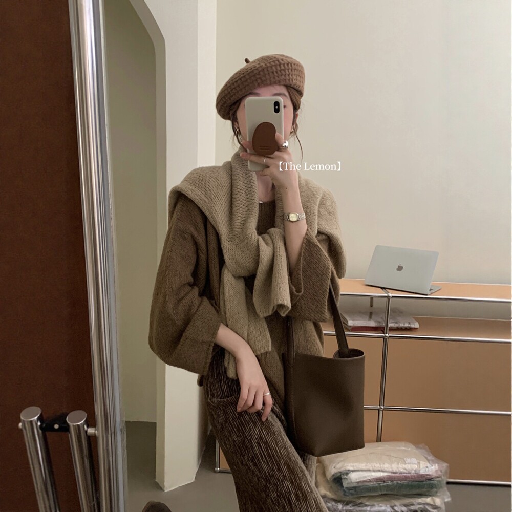 日系奶fufu软糯马海毛毛衣女秋冬