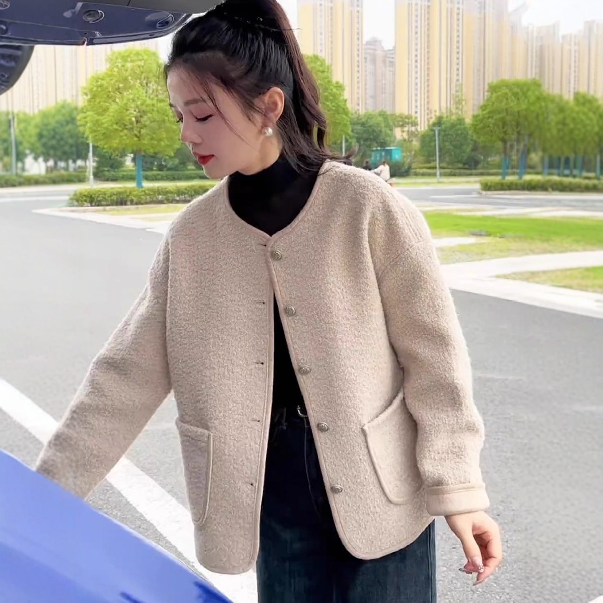 日系小香风外套女2025春秋新款